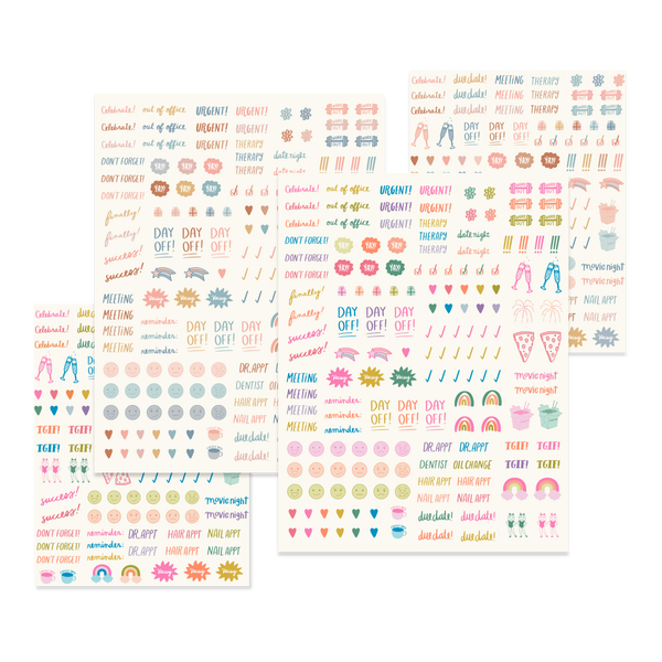 4 sheets of colorful planner stickers