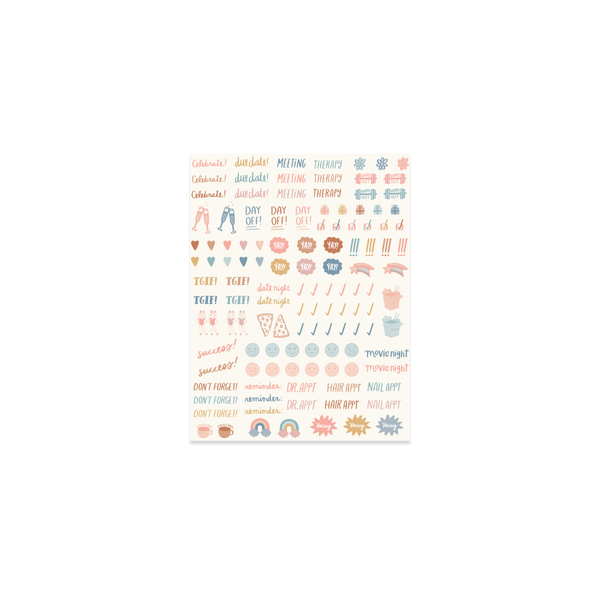 Pastel colorful sheet of planner stickers