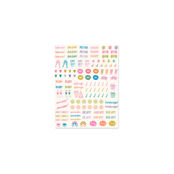 Bright colorful sheet of planner stickers