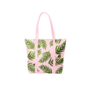 A cute tote bag in blush pink with green fern print and pink double shoulder straps.