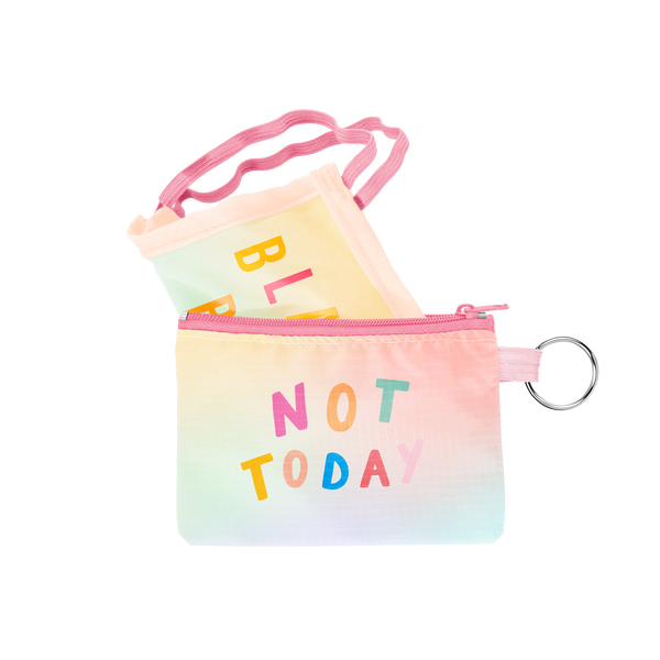 A facemask with a matching pouch that says "not today"