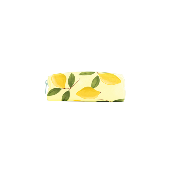 Lemons Jitterbug is a cute pencil pouch with yellow lemons pattern and a blue zipper.