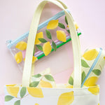 Lemons jitterbug inside of a main squeeze tote bag