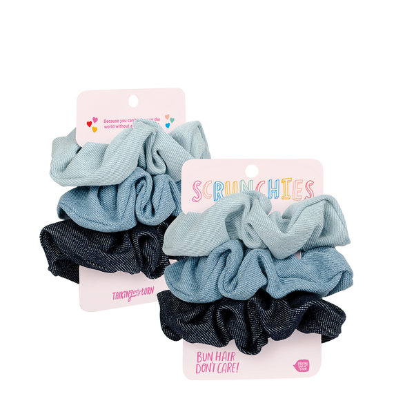 denim scrunchie set