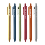 6 colorful jotter pens with different sayings