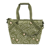 olive green ice princess cooler with white silhouette of a woman's face with pink cheeks. Cooler has both a top and shoulder handle for easy carrying.