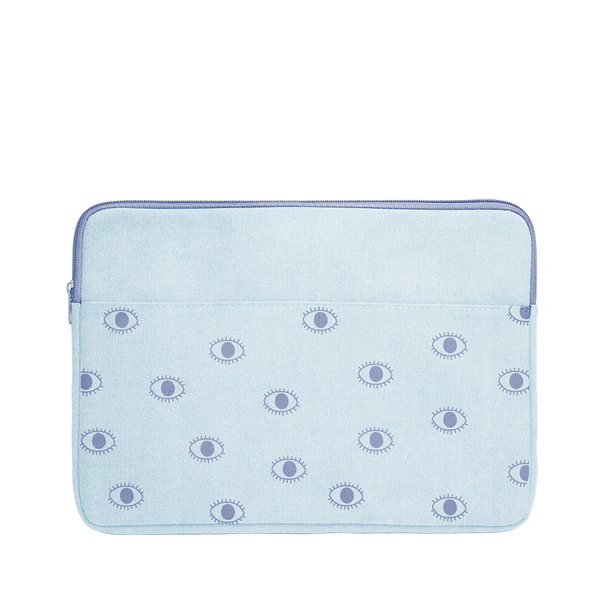 Eyeballs Canvas Laptop Sleeve is a cute laptop sleeve in light denim with eyeballs pattern in 13 inch size.