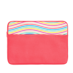 The Limbo Laptop Sleeve is a cute laptop case in coral with rainbow wavy lines pattern and 15 inch size.