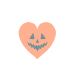 light orange heart shaped sticker with black pumpkin carved face (pumpkin heart)