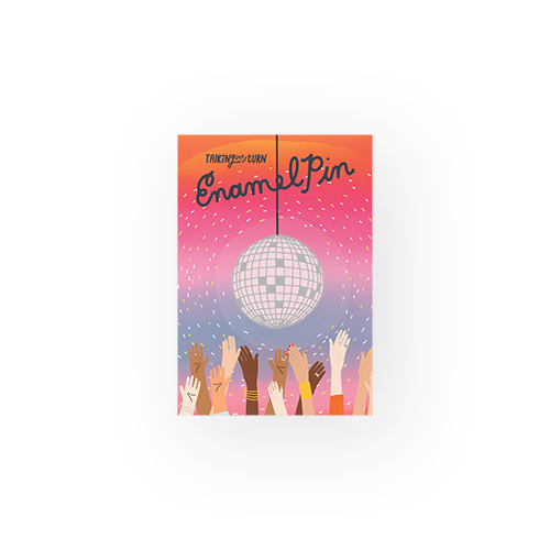 Pink disco ball enamel pin 